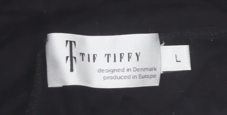Tif Tiffy Women's Black Roll Neck Long Sleeve Slim Fit Top Size L