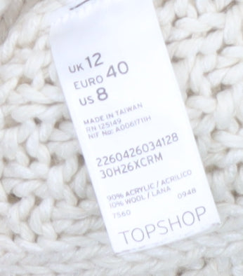 Topshop Tall Women’s Ivory Chunky-Knit Cardigan Size 12