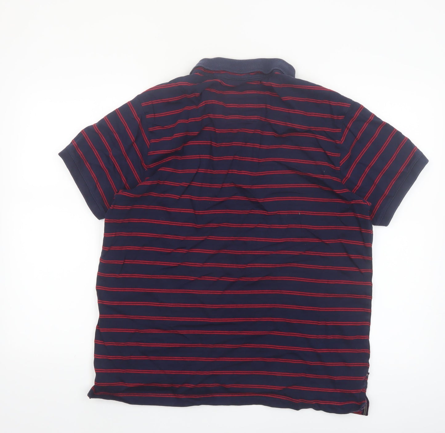 Luke Men's Navy Red Striped Cotton Polo Shirt XL