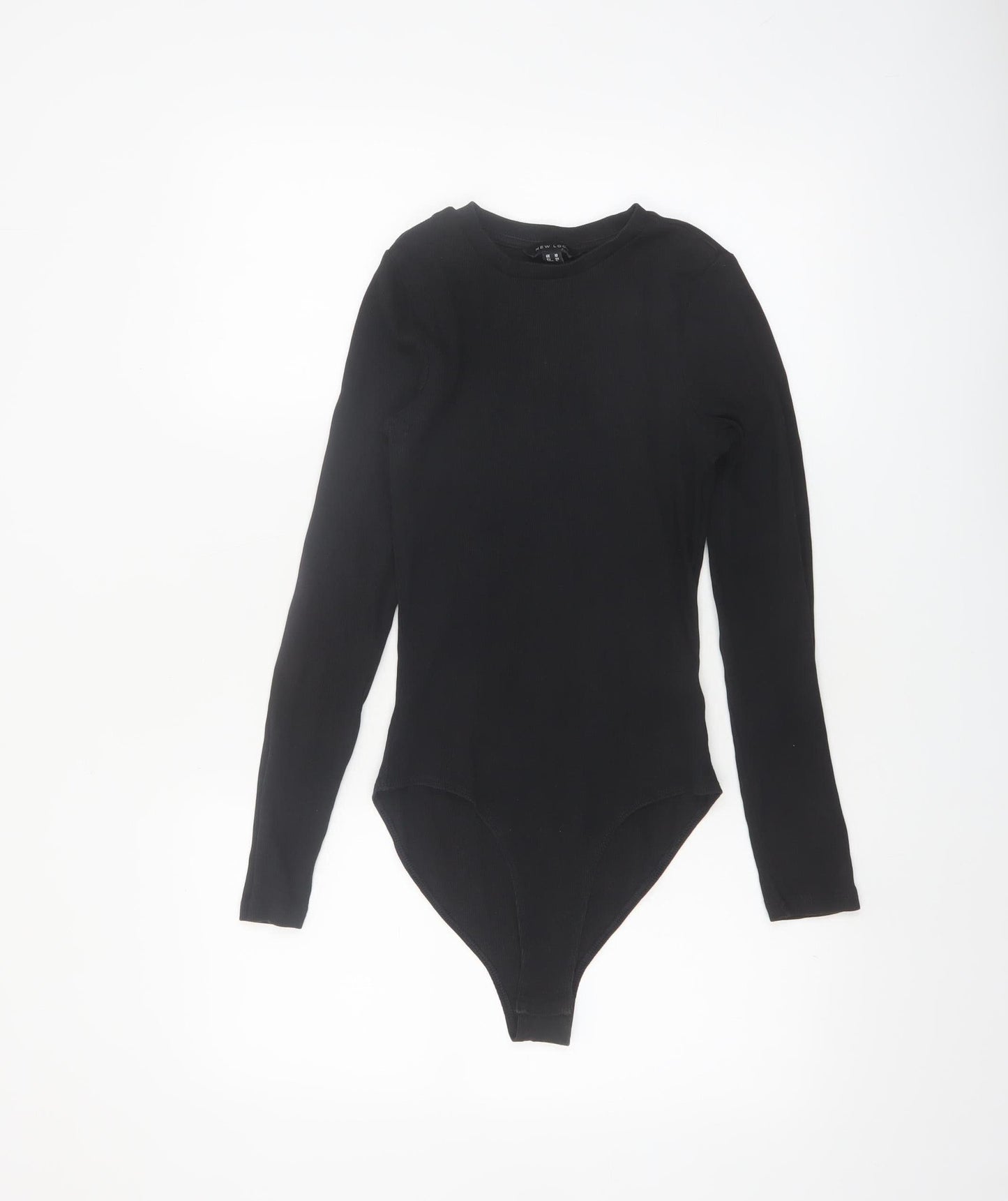 New Look Women's Black Cotton Long Sleeve Bodysuit Size 10
