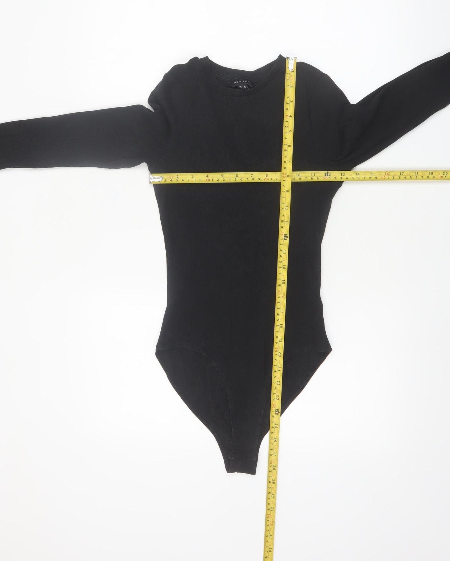 New Look Women's Black Cotton Long Sleeve Bodysuit Size 10