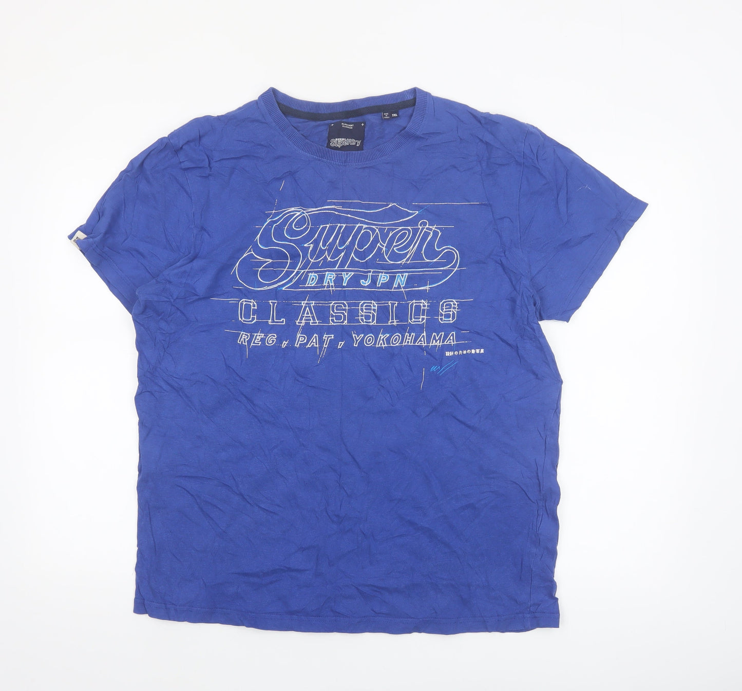 Superdry Men's Blue Graphic Print 2XL Classic Crew Neck T-Shirt