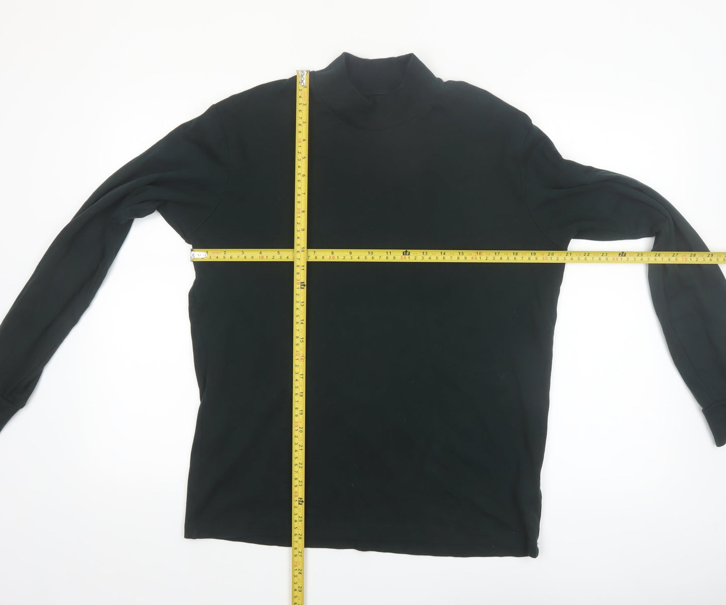 Uniqlo Men Black M Mock Neck Long Sleeve Cotton Top