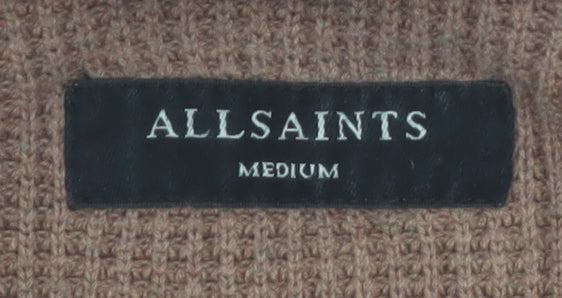 AllSaints Men's Brown Cotton Waffle Knit Jumper Medium