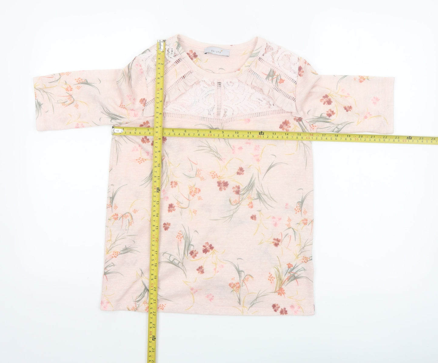 Marks and Spencer Women’s Pink Floral Lace T-Shirt Size 8