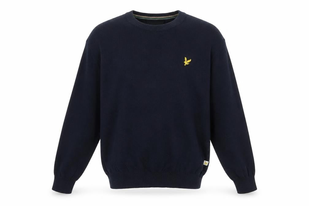 Lyle & Scott Men's Blue Cotton Crew Neck Golf Jumper Small