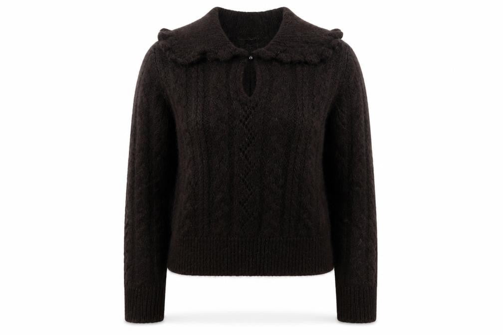 Next Women Brown Collared Cable-Knit Jumper Size S
