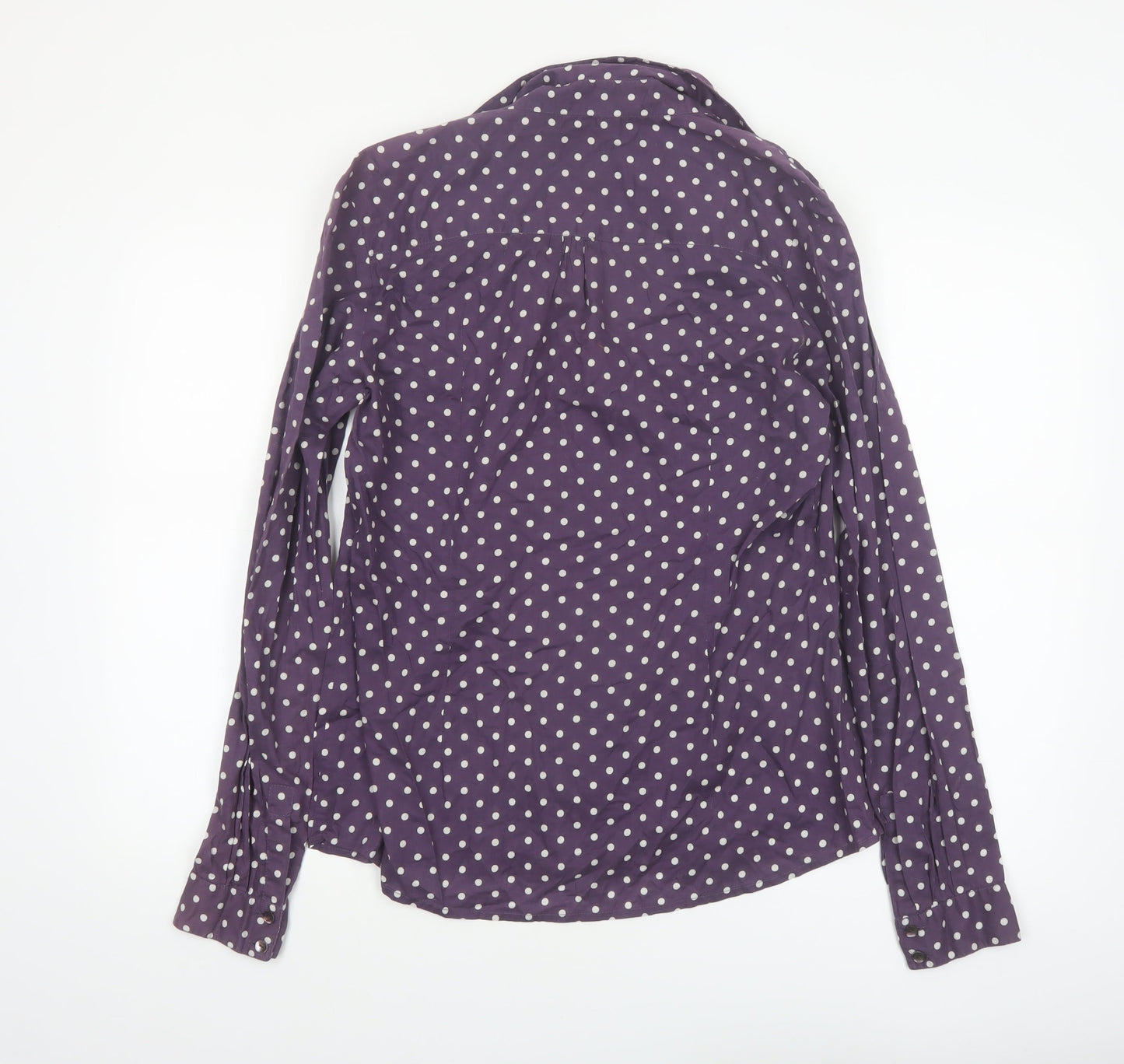Long Tall Sally Women's Purple Polka Dot Cotton Button-Up Shirt Size 14 Tall