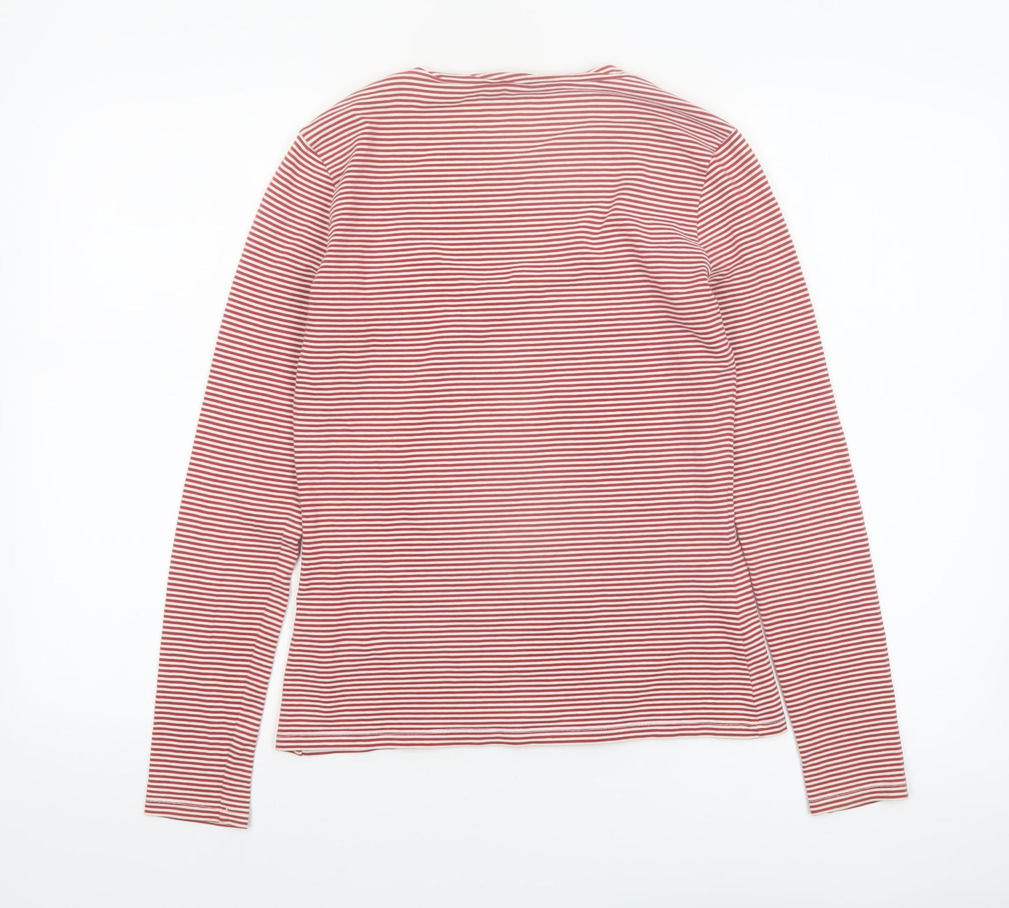 MaxMara Weekend Women's Red Striped Long Sleeve Scoop Neck Top M