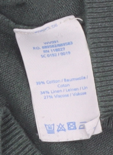 Boden Women's Green Linen Cotton Blend Boat Neck Jumper Size 14