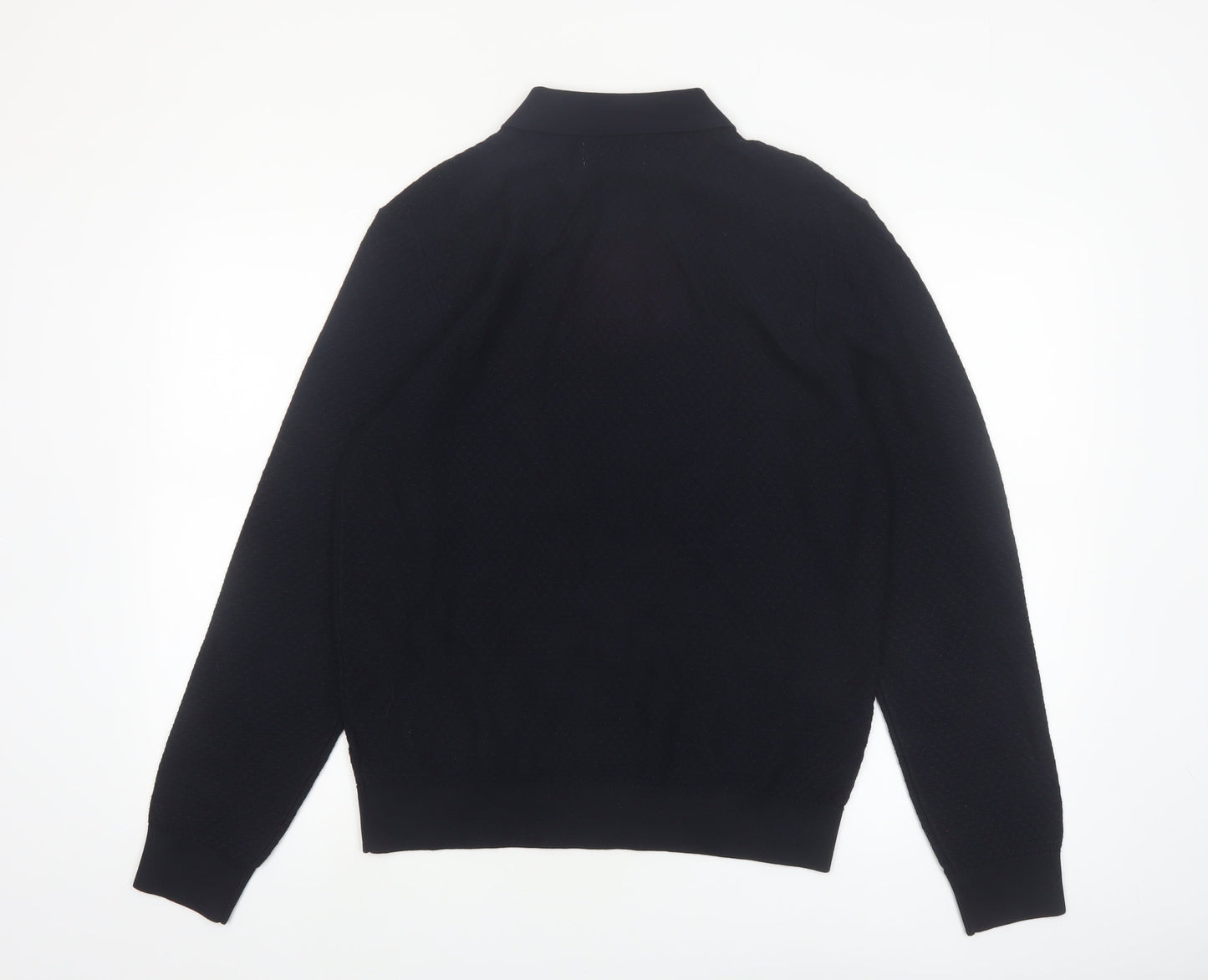 Marks and Spencer Men's Black Cotton Modal Collared Pullover Jumper M