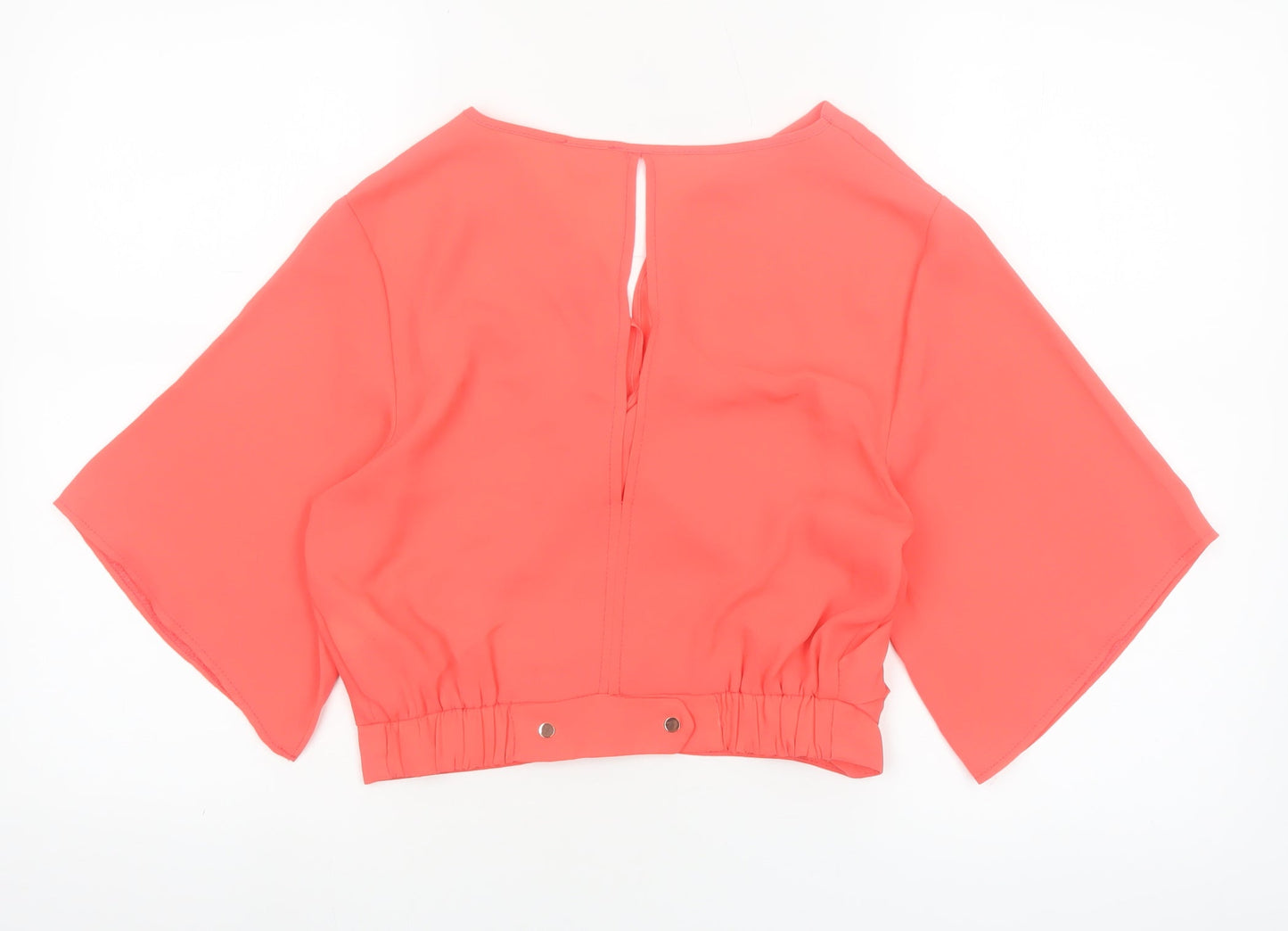 River Island Womens Pink Wrap Blouse Size 10 Kimono Sleeve