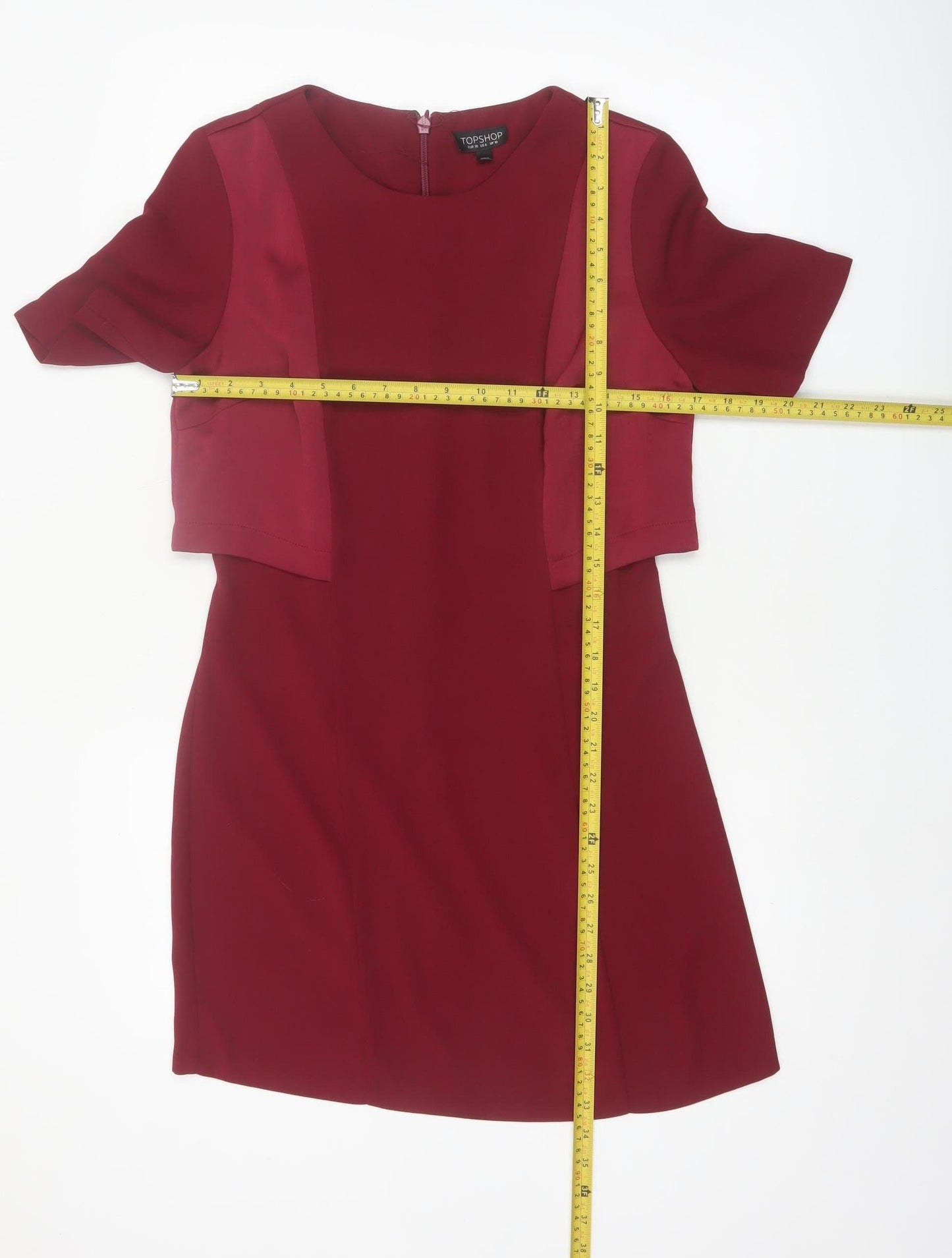 Topshop Women Red Short Sleeve Shift Dress Size 10