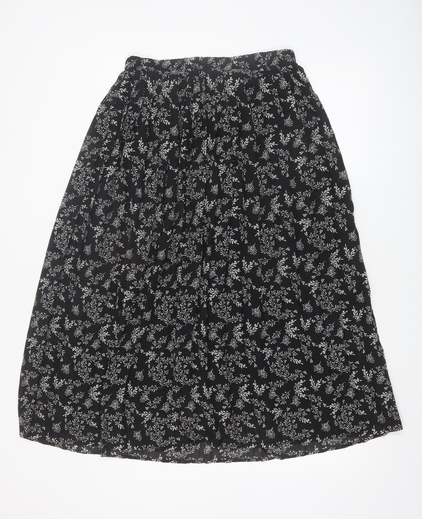 Kiabi Women’s Black Floral Pleated Midi Skirt Size 12