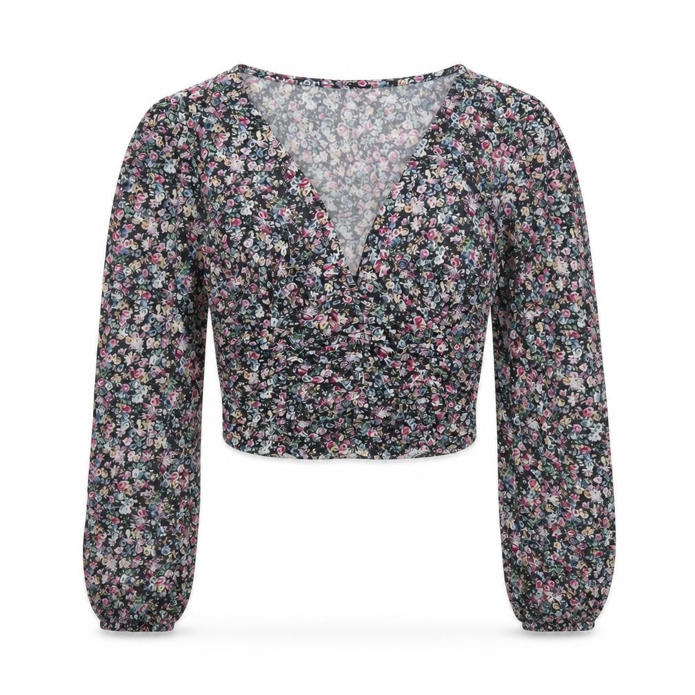 Wild Fable Women’s Multicoloured Floral Cropped Blouse XS