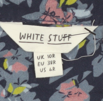 White Stuff Women's Blue Floral Viscose Tunic Blouse UK 10