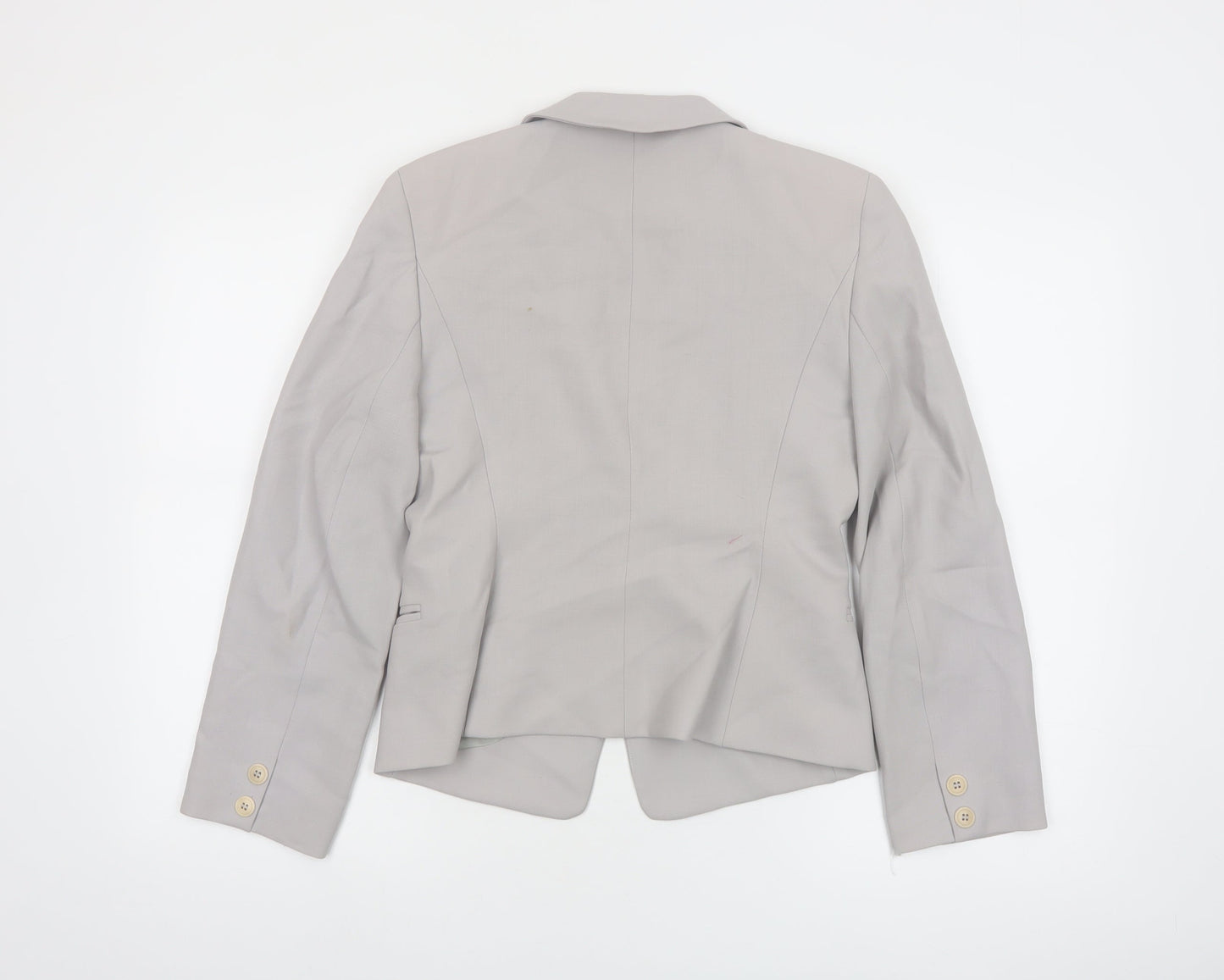 Hobbs Women Grey Wool Blazer Size 8 Classic Single-Breasted Jacket