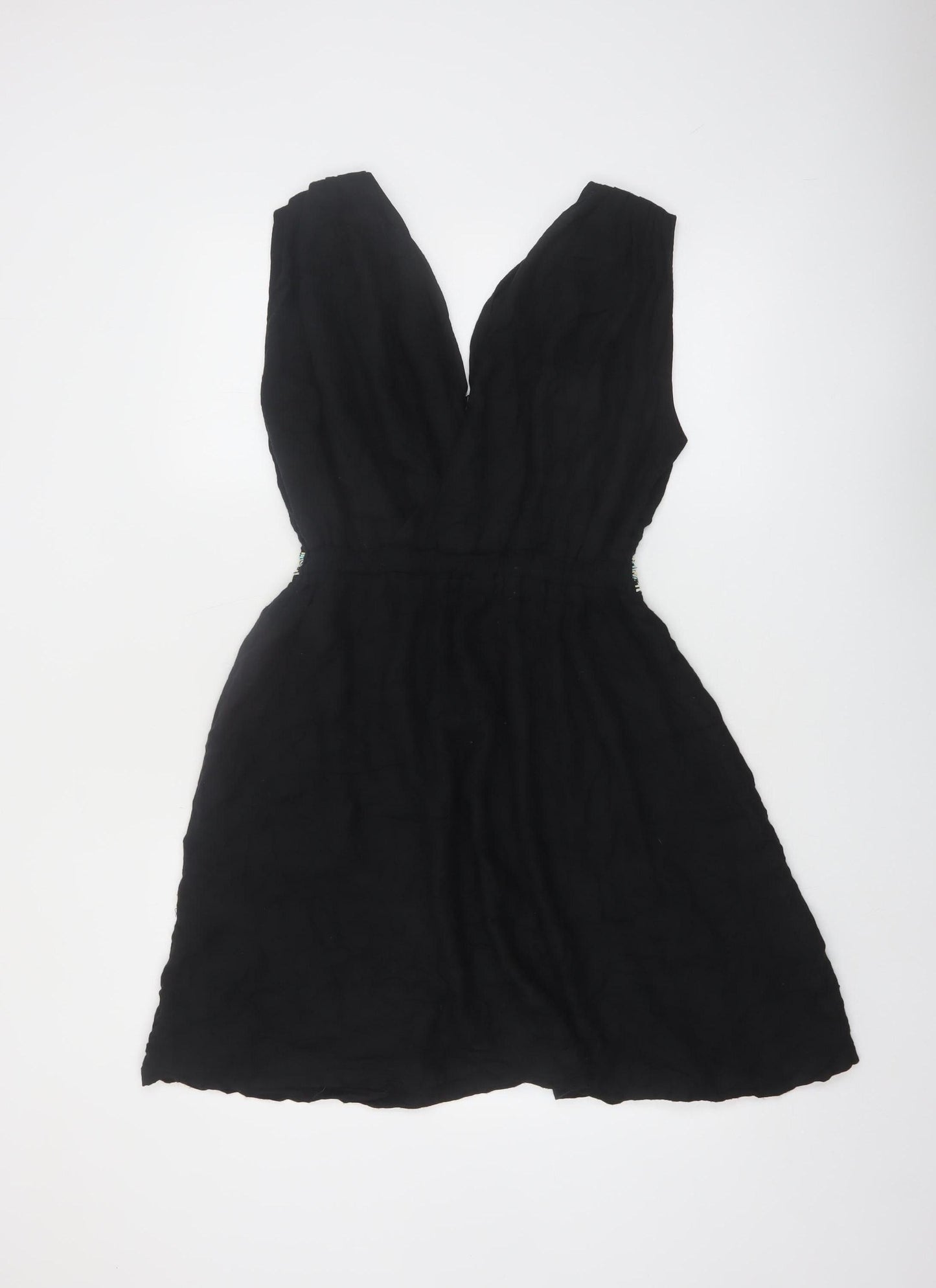 French Connection Women's Black Beaded A-Line Party Dress Size 8