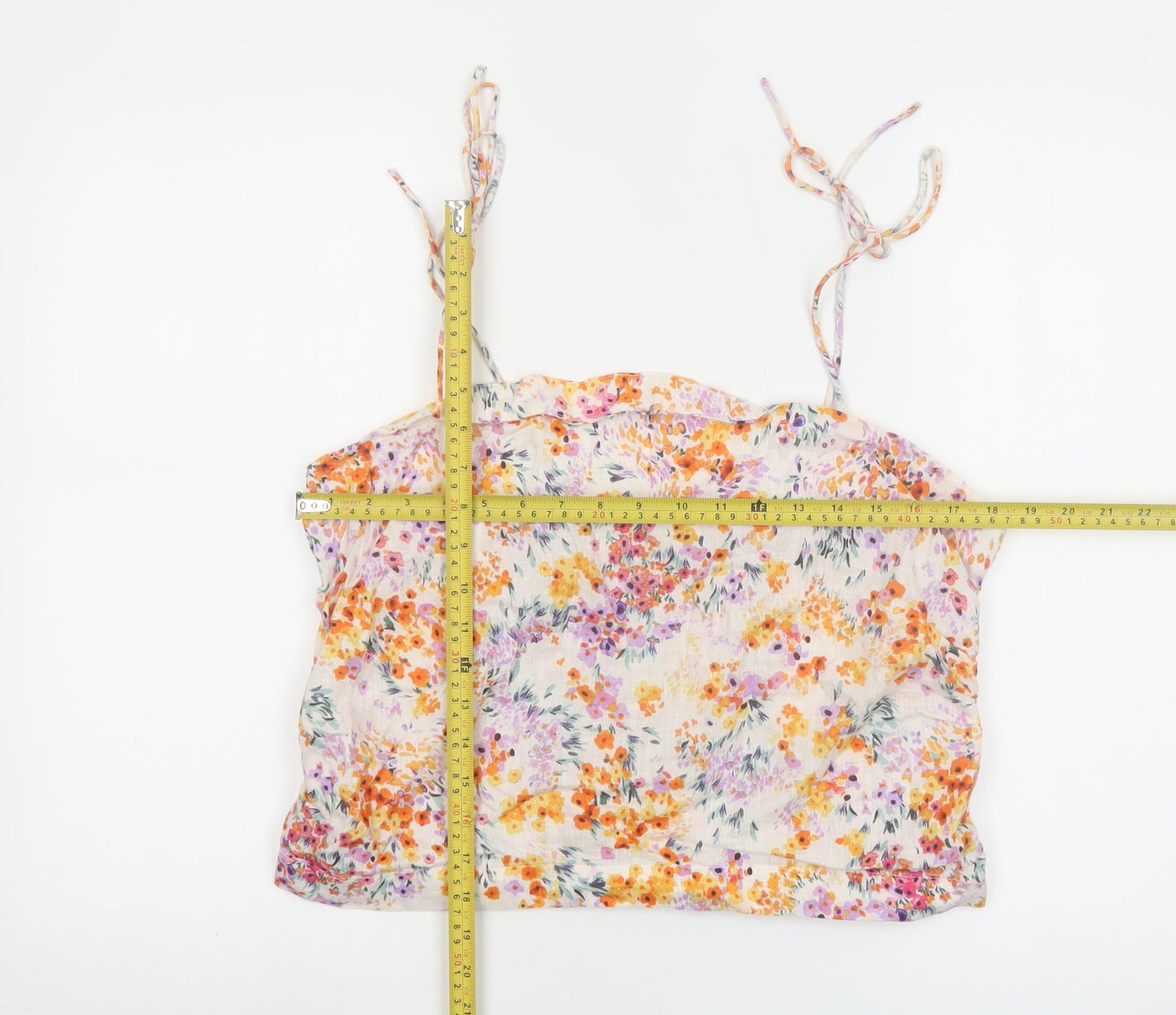 H&M Womens Multicoloured Floral Linen Camisole Top XL