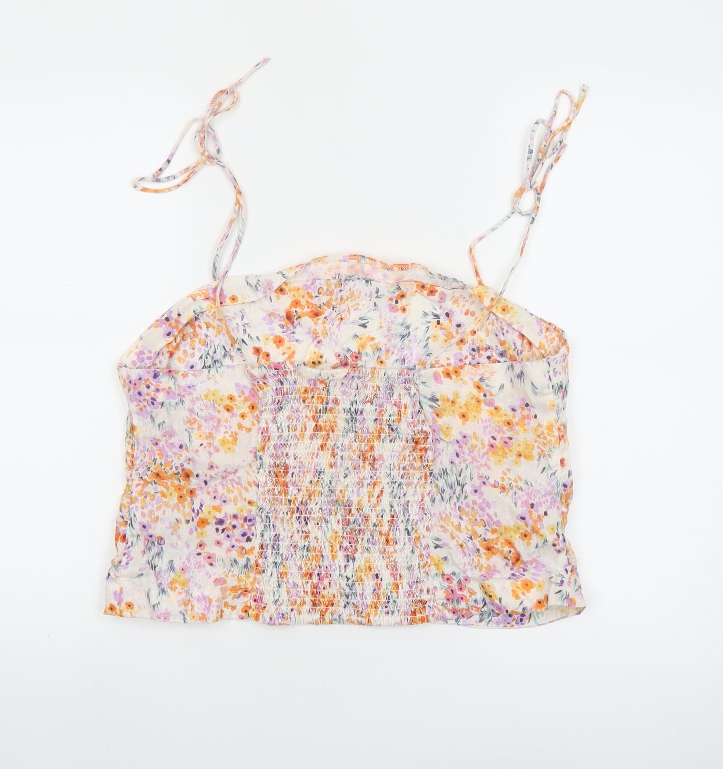 H&M Womens Multicoloured Floral Linen Camisole Top XL