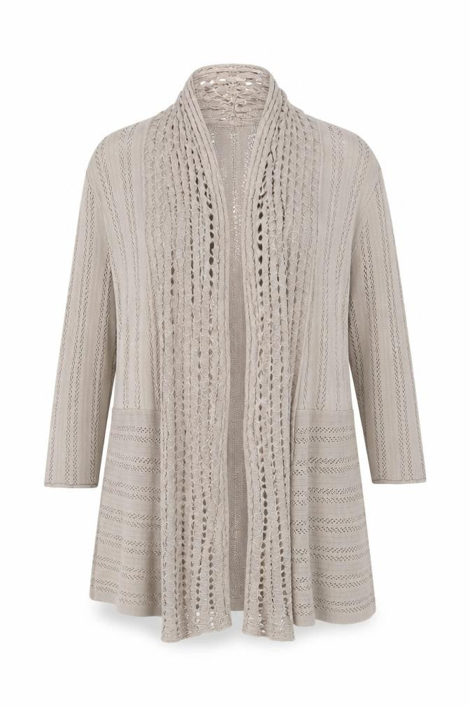 Alfani Women Beige Open-Knit 3/4 Sleeve Cardigan Size M