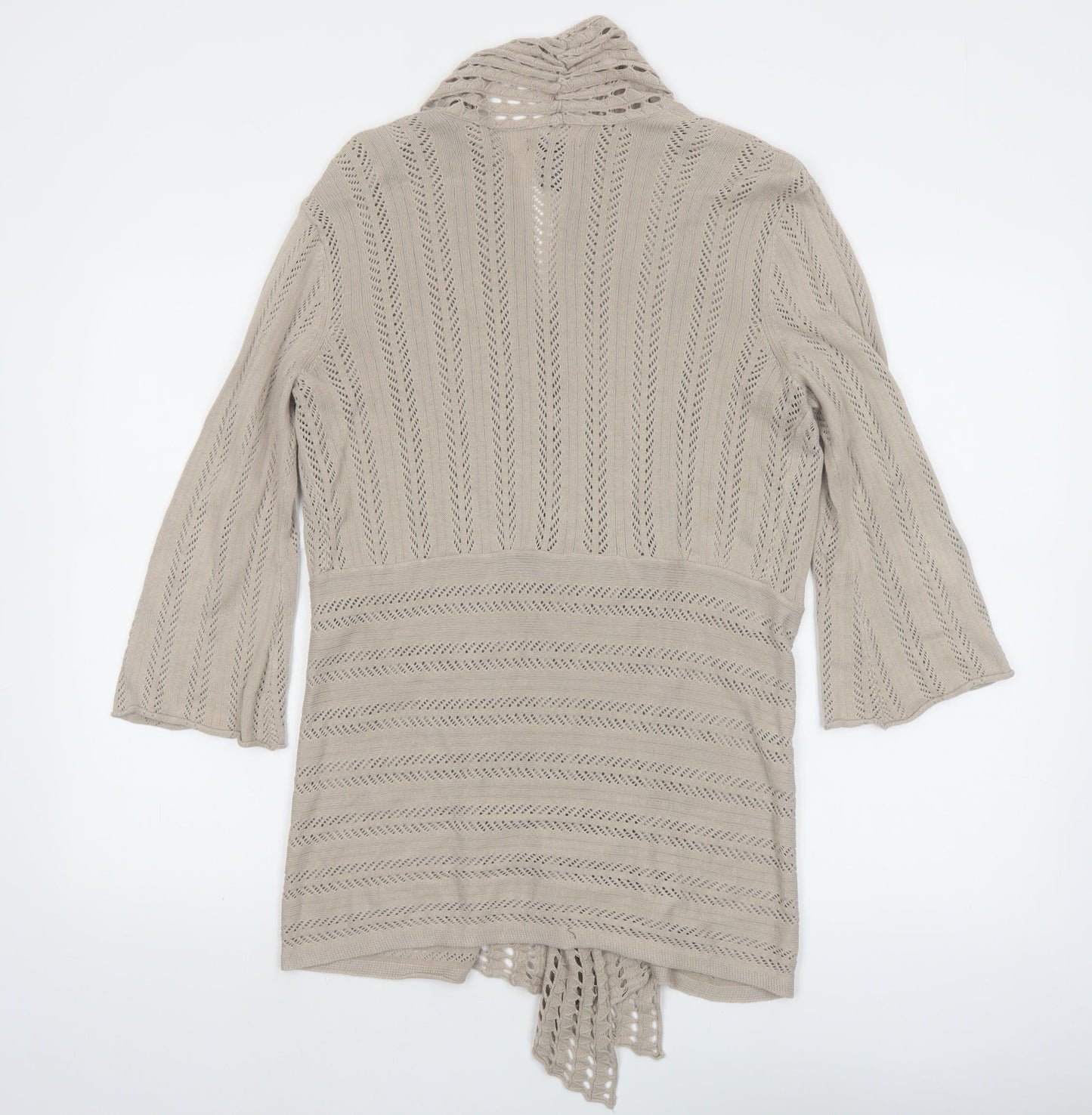 Alfani Women Beige Open-Knit 3/4 Sleeve Cardigan Size M