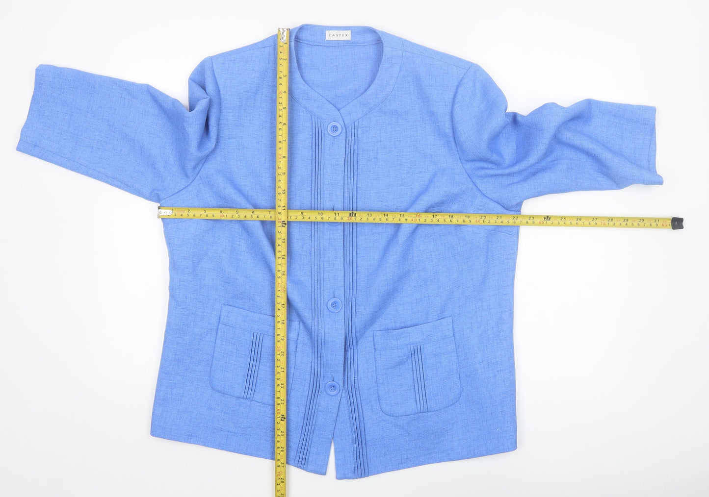 Eastex Women Blue Size 18 Woven Lined Suit Jacket