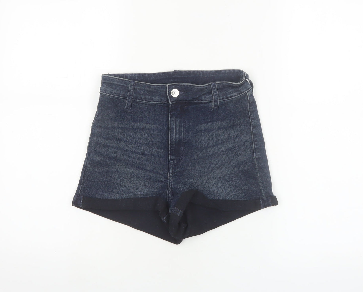 H&M Divided Women's Blue Denim High Rise Stretch Hot Pants Shorts Size 10