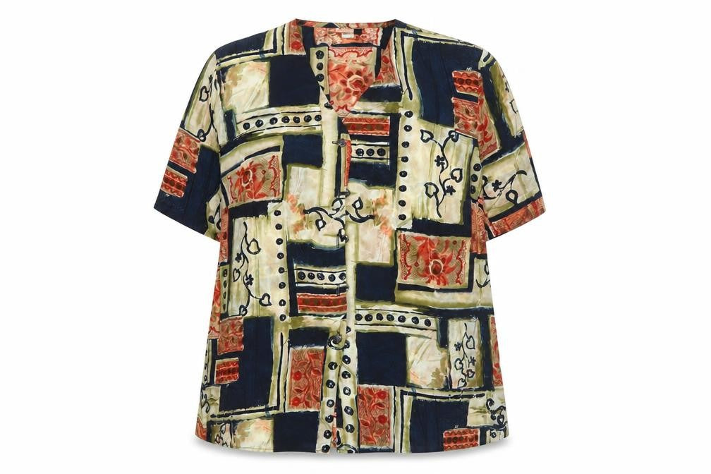 Plus Collections Women’s Multicoloured Geometric Tunic Blouse Size 20