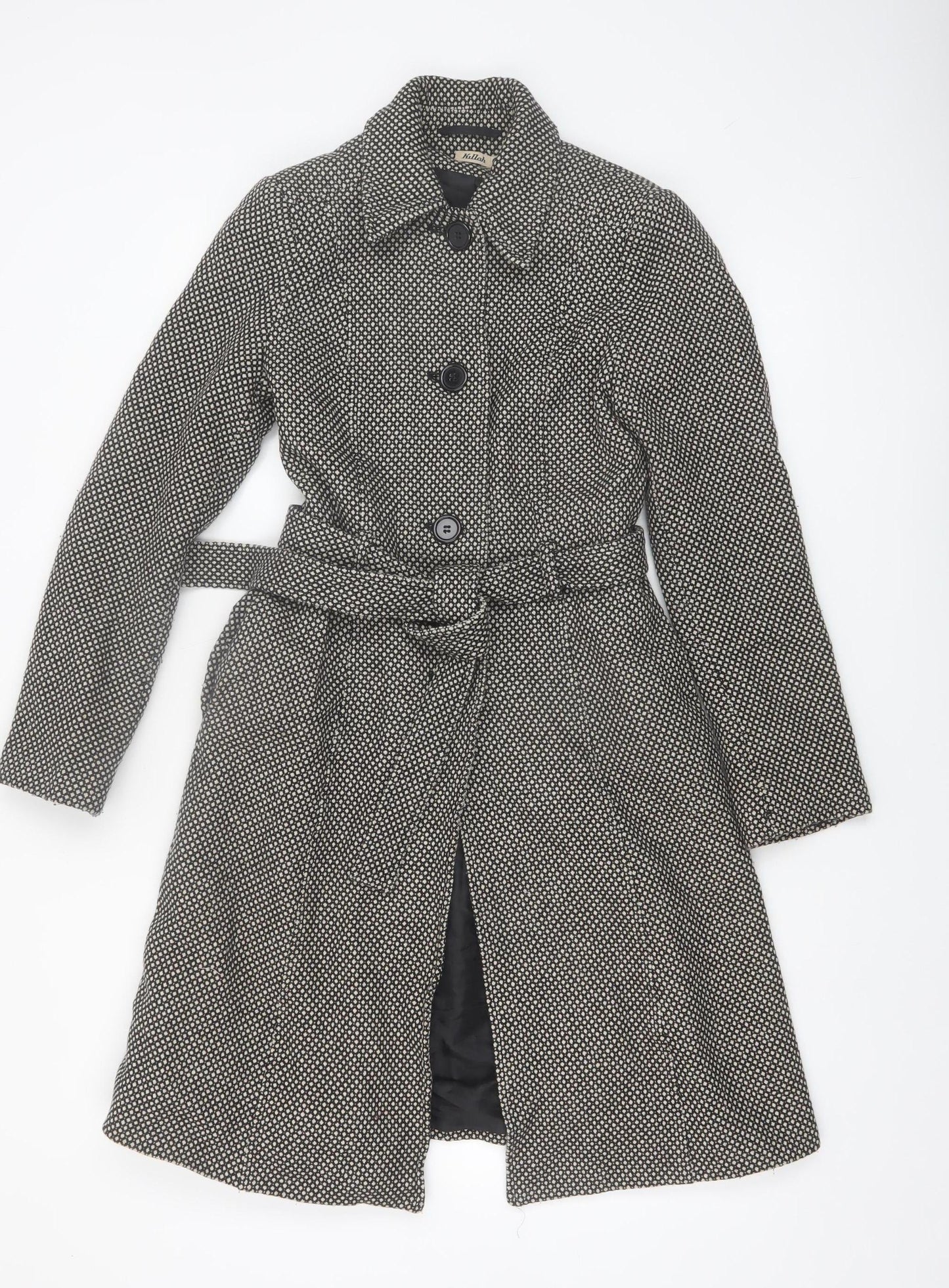 Killah Women's Black Tweed Belted Trench Coat Size M