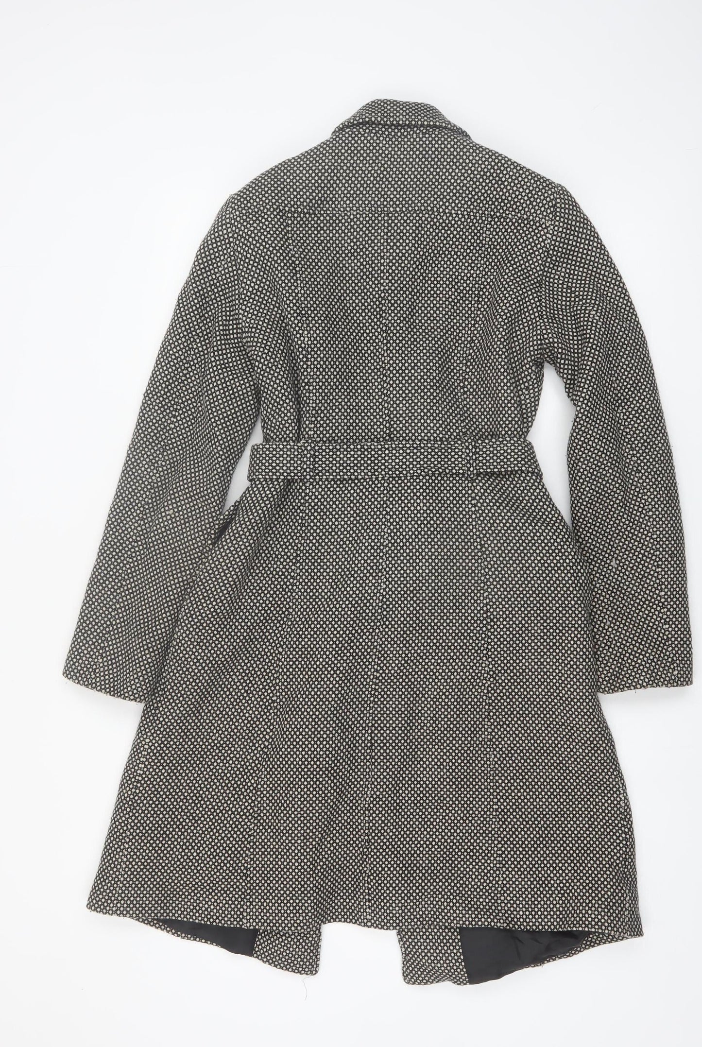 Killah Women's Black Tweed Belted Trench Coat Size M