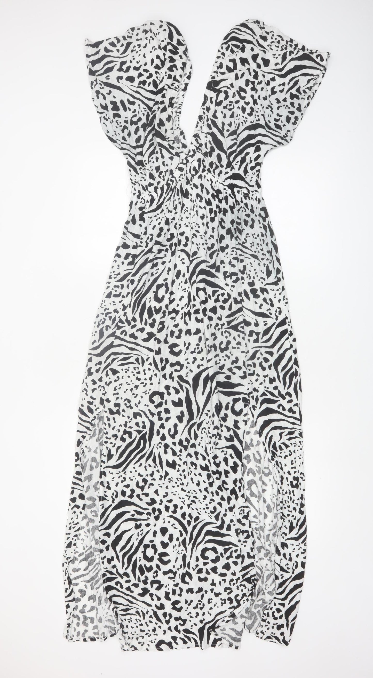 New Look Women’s Black Animal Print Maxi Dress Size M Viscose
