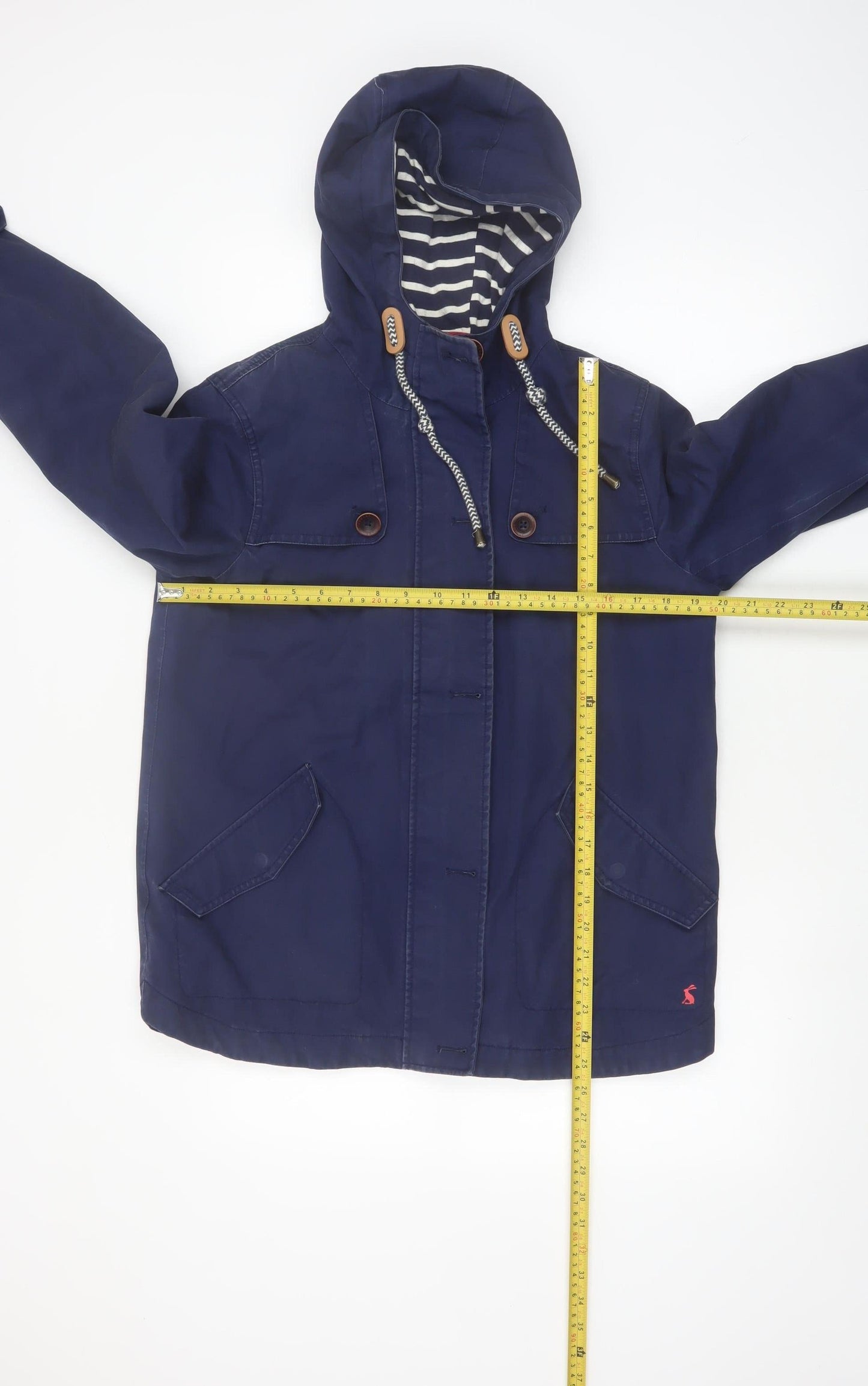 Joules Women’s Blue Hooded Waterproof Cotton Parka Jacket UK 12