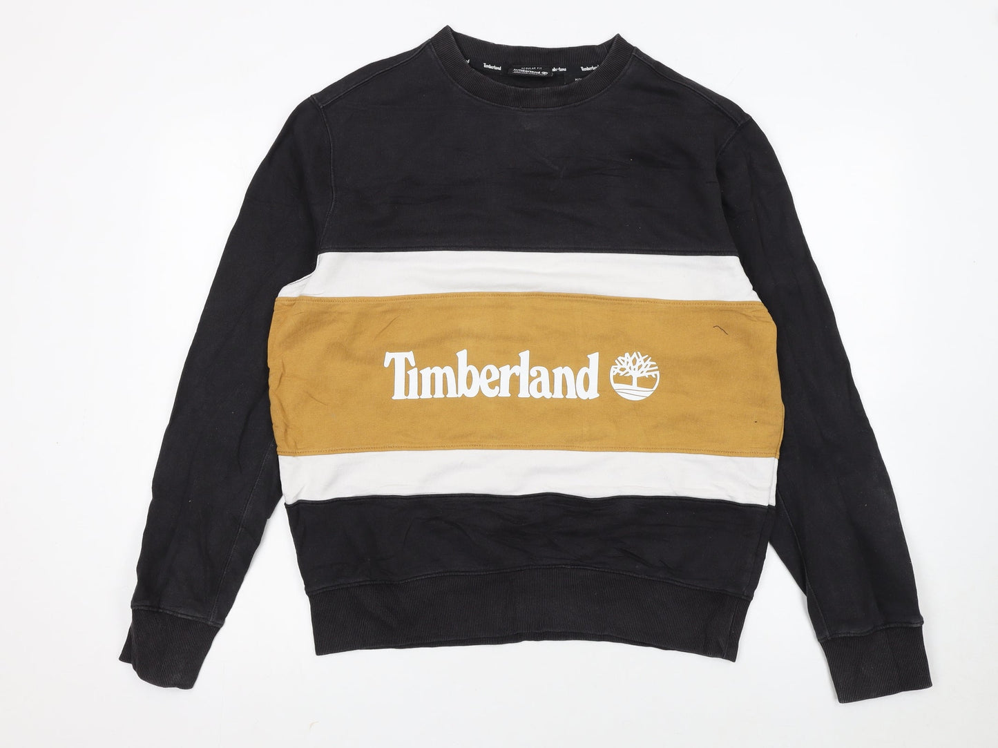 Timberland Womens Black Colourblock Sweatshirt M Regular Fit Cotton