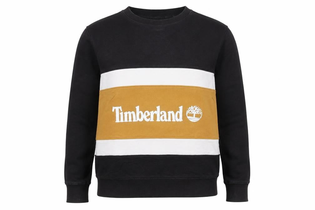 Timberland Womens Black Colourblock Sweatshirt M Regular Fit Cotton