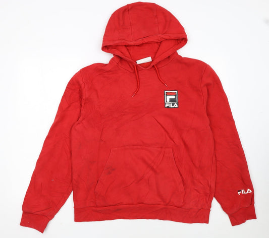 Fila Men Red XL Pullover Hoodie Hooded Sweatshirt Logo Sportswear