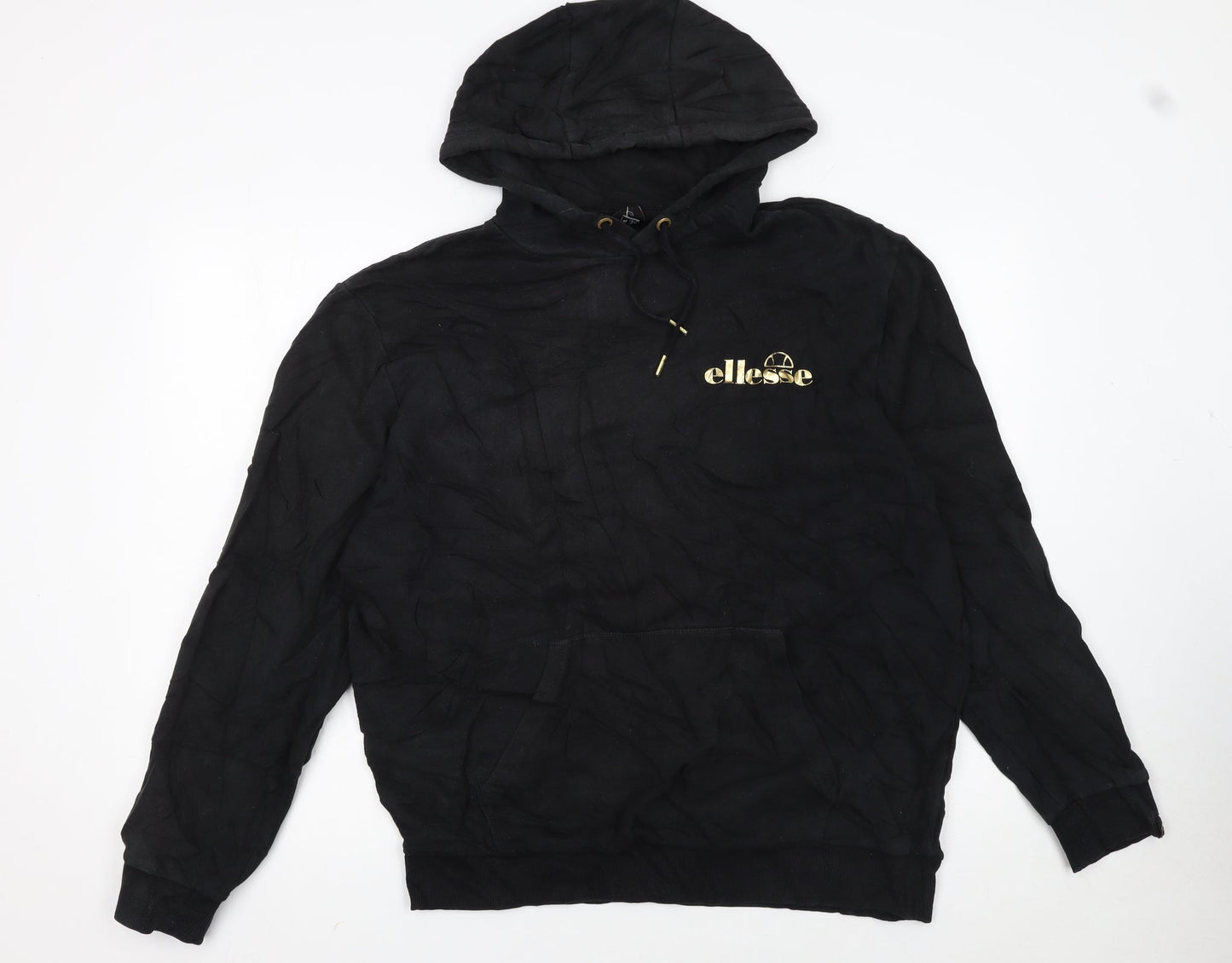 Ellesse Womens Black XL Pullover Hoodie with Gold Logo