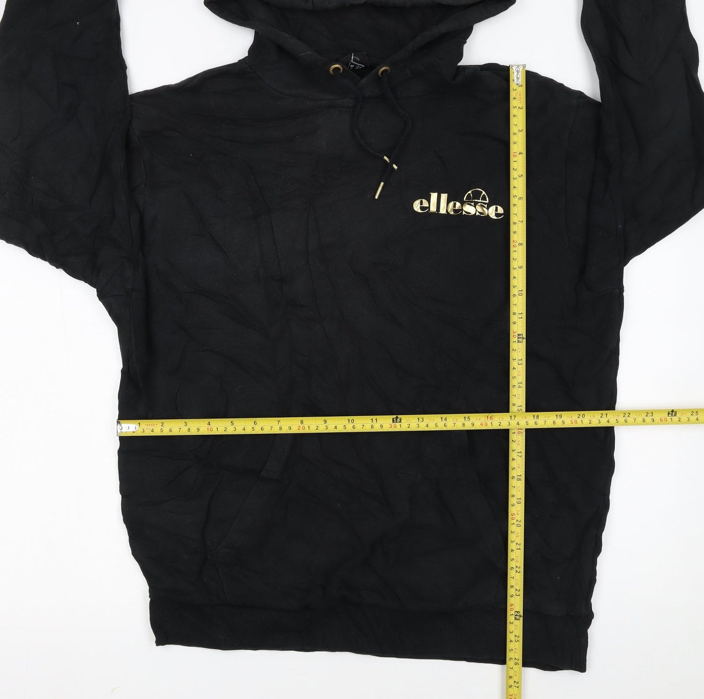 Ellesse Womens Black XL Pullover Hoodie with Gold Logo