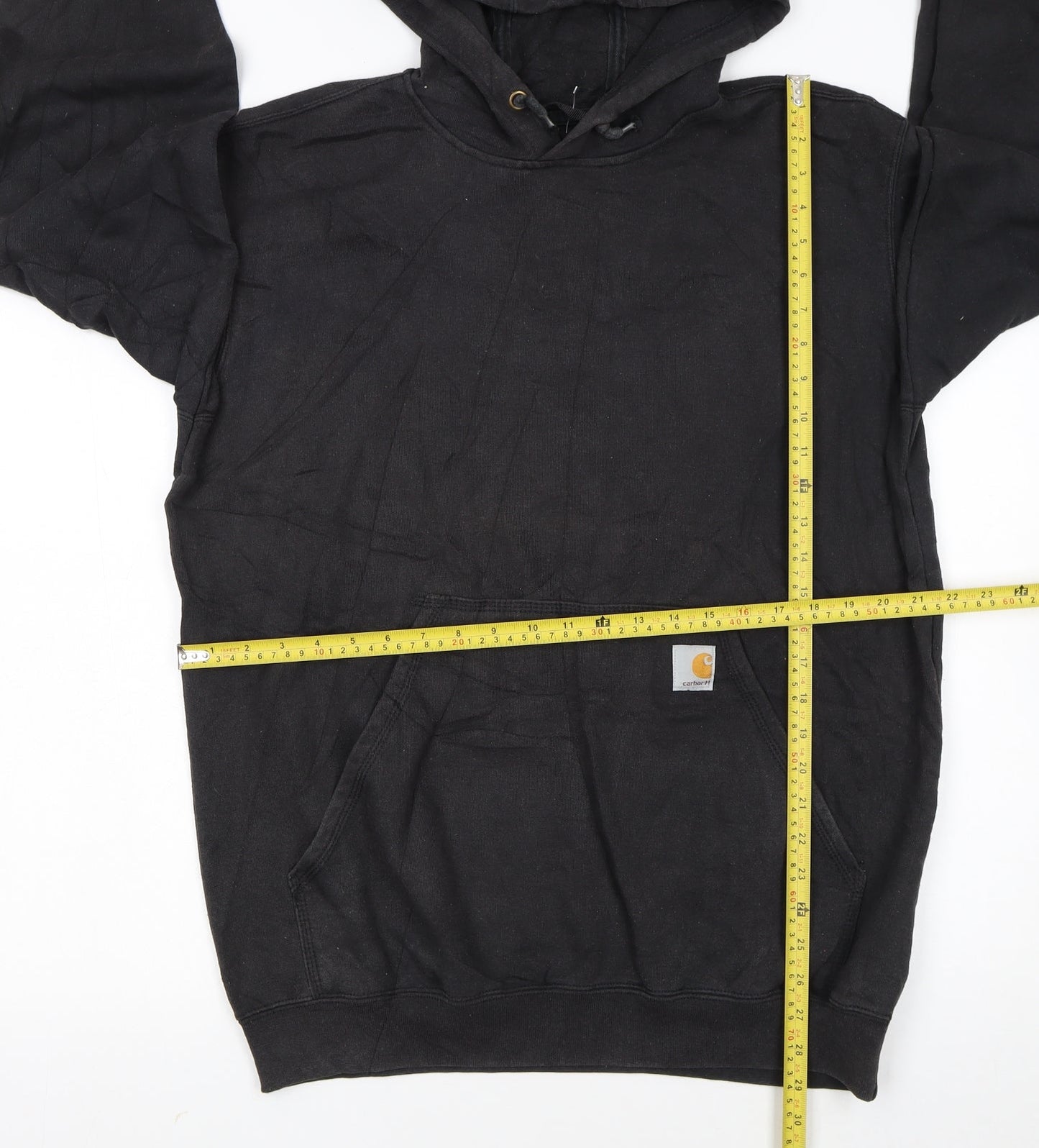 Carhartt Men's Black Pullover Hoodie Medium Loose Fit Logo Sleeve