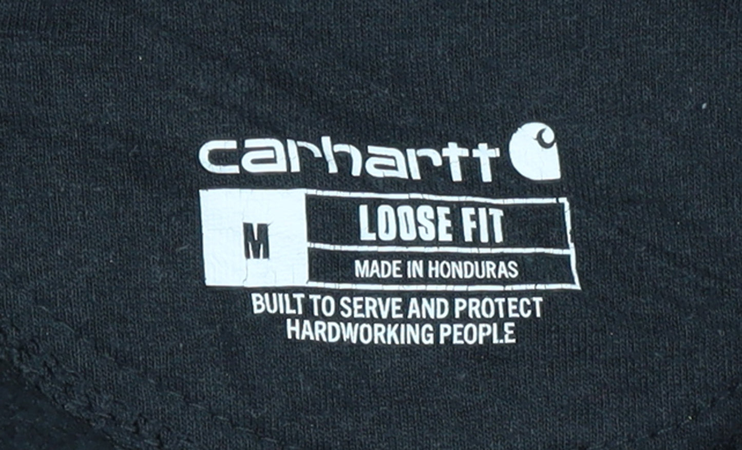 Carhartt Men's Black Pullover Hoodie Medium Loose Fit Logo Sleeve