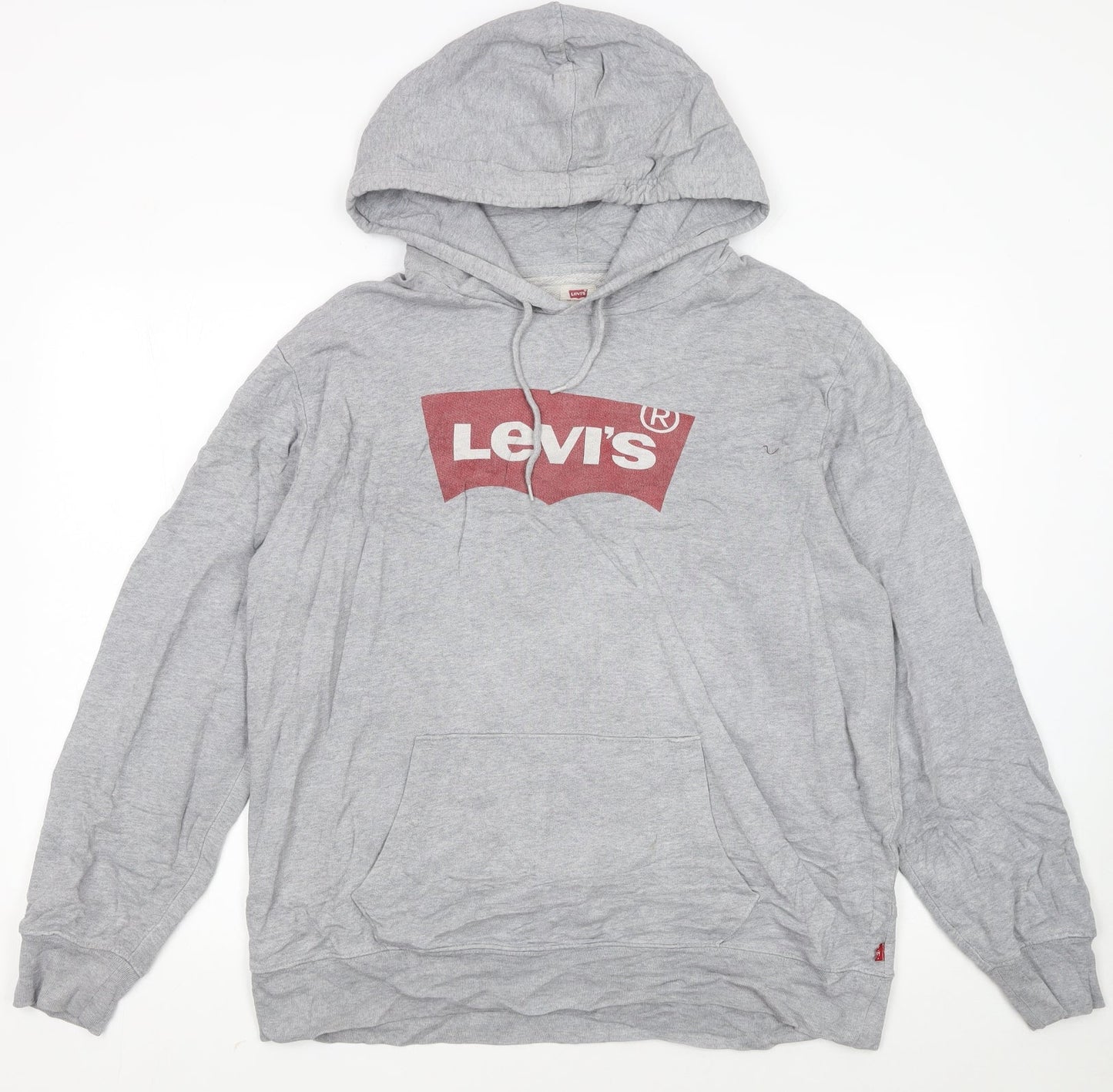 Levi's Mens Grey Pullover Hoodie L Logo Graphic Print Sweatshirt