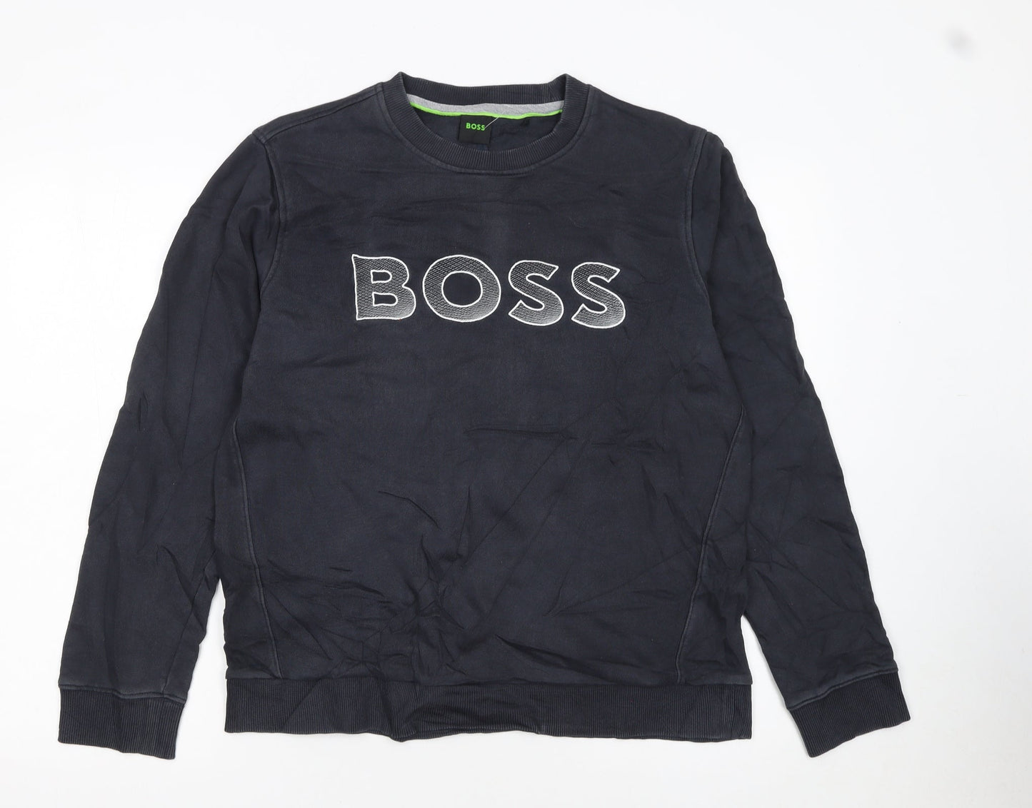 BOSS Men's Black Sweatshirt Medium Crew Neck Pullover Logo