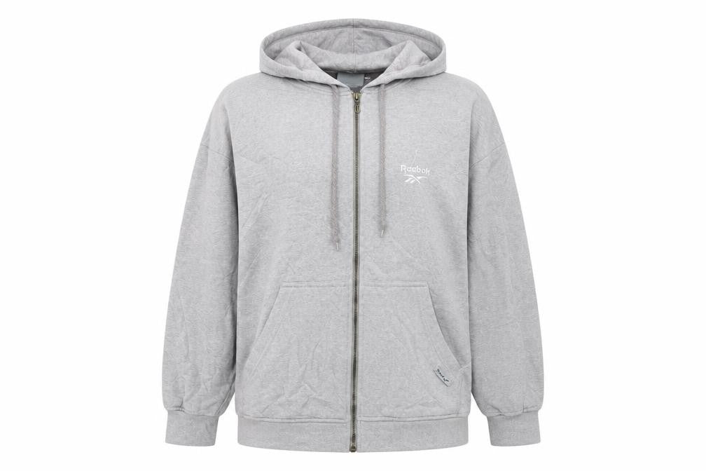 Reebok Womens Grey Full Zip Hoodie Size 12 Essentials Sweatshirt