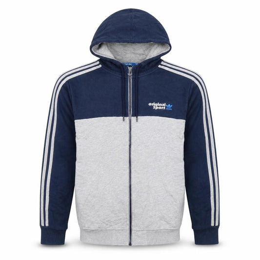 Adidas Men’s Grey Navy Full Zip Hoodie Size M Sports Lightweight