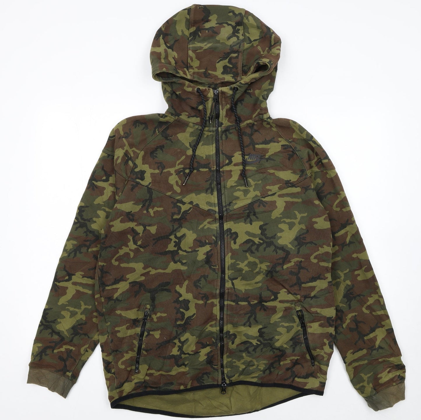 Nike Men's Green Camouflage Full Zip Hoodie Size L