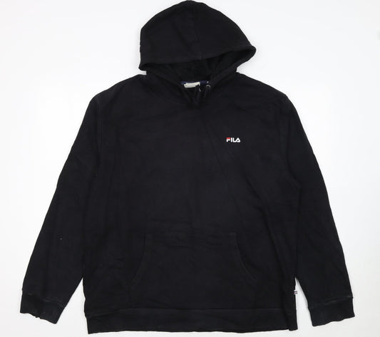 Fila Men’s Black XL Pullover Hoodie Classic Logo Fleece Sweatshirt