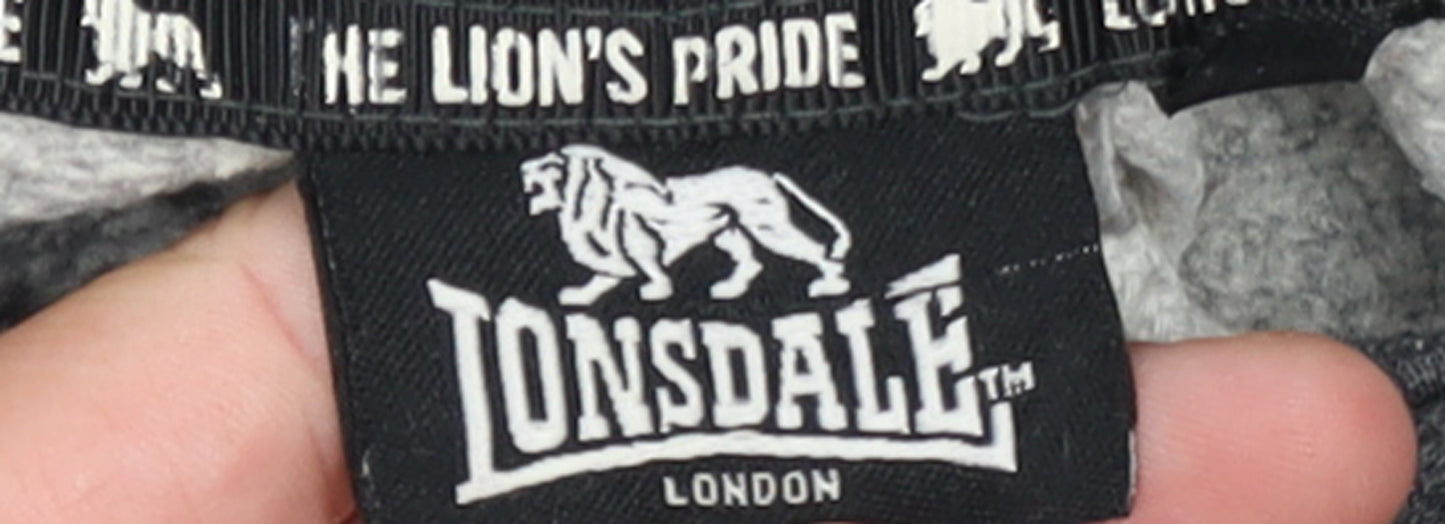 Lonsdale Men's Grey XL Pullover Hoodie with Logo Print