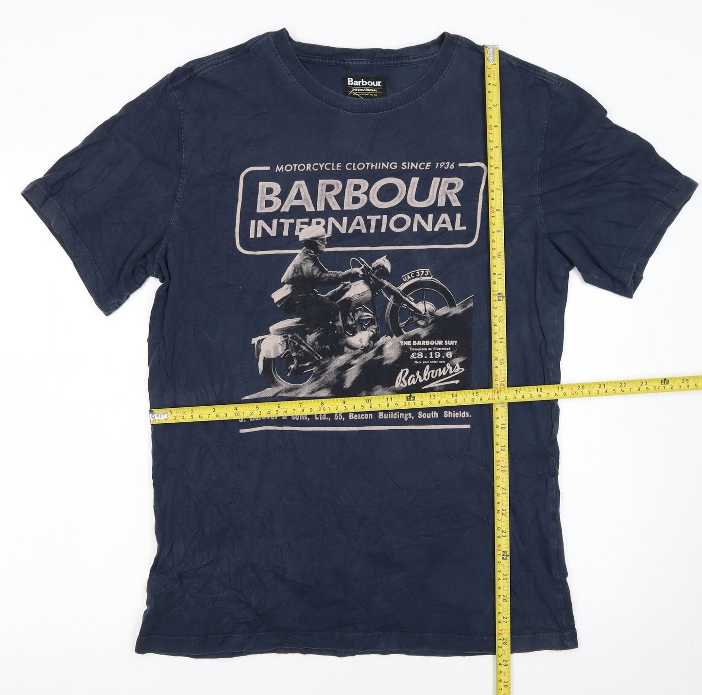Barbour International Men's Blue XL Graphic Motorcycle T-Shirt