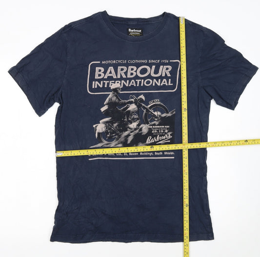 Barbour International Men's Blue XL Graphic Motorcycle T-Shirt