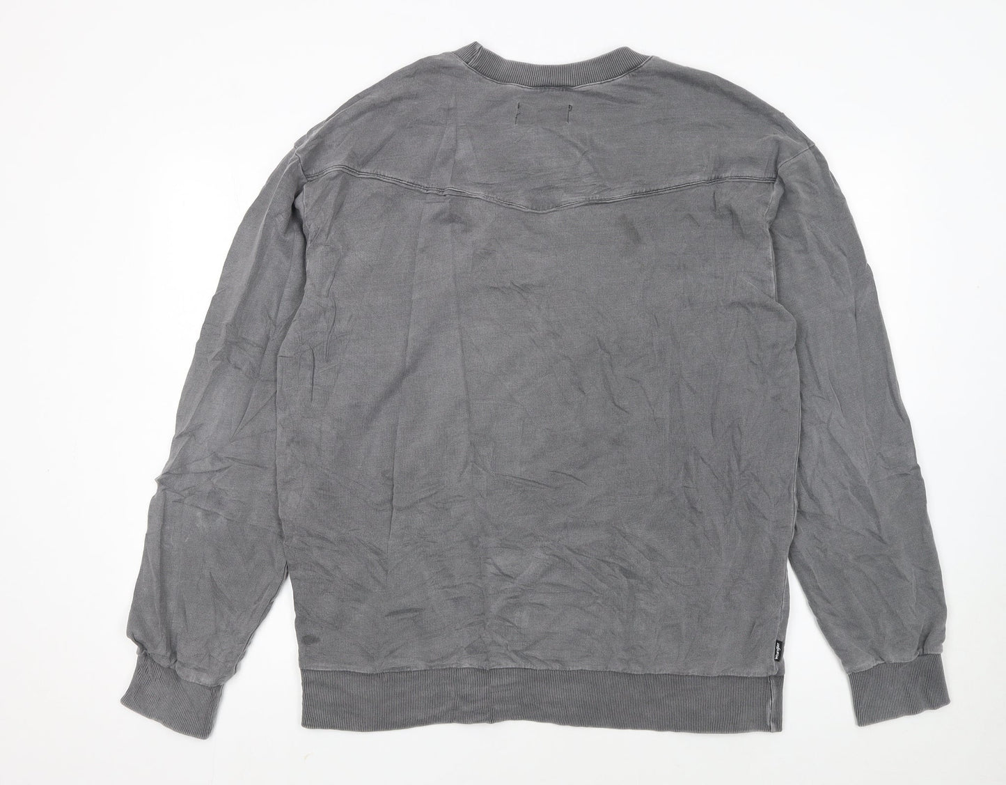Wrangler Men's Grey Cotton Crew Neck Pullover Sweatshirt L